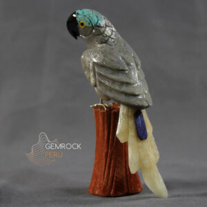 Beautiful hand-carved parrot of different stones DAtGu02