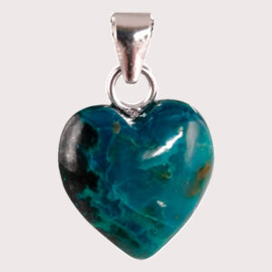 chrysocolla heart shaped pendant with sterling silver ring JD-001-CRI-001