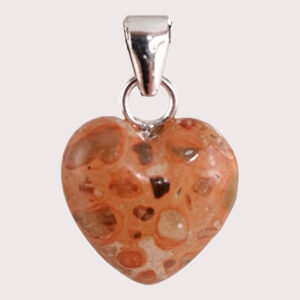 leopardite heart shaped pendant with sterling silver ring JD-001-LEO-001