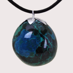tumbled pendant with sterling silver ring chrysocolla DTam-CRI-001a