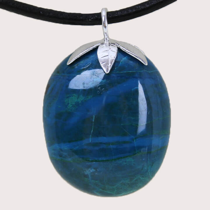 tumbled pendant with sterling silver ring chrysocolla DTam-CRI-009b