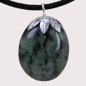 tumbled pendant with sterling silver ring nephrite green jade DTam-JVE-002a