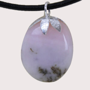 tumbled pendant with sterling silver ring pink opal DTam-OPR-001a