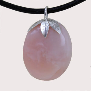 tumbled pendant with sterling silver ring pink opal DTam-OPR-003b