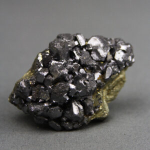 Galena lead glance on pyrite crystal cluster from Huanzala Mine in Peru