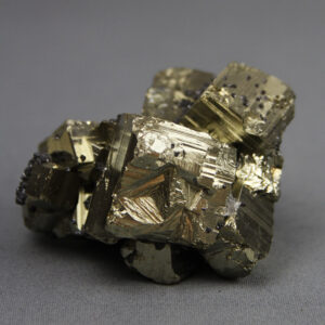 Pyrite cubes crystal cluster with sphalerite (marmatite) from Huanzala Mine in Peru