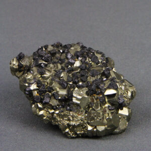 Pyrite crystal cluster with galena from Huanzala Mine in Peru