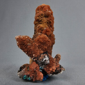 Smoky Quartz Point - Quartz crystal cluster with chrysocolla and malachite from Tentadora mine Peru