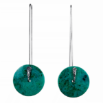 Chrysocolla earrings model orbita with hand-hammered sterling silver pin