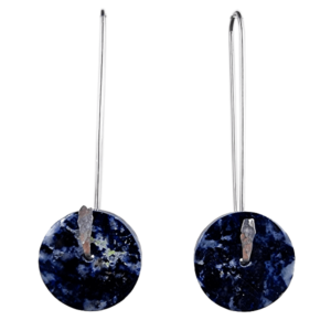 Lapis lazuli earrings model orbita with hand-hammered sterling silver pin
