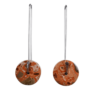 earrings model orbita Leopardite discs with sterling silver pins