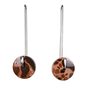 Leopardite earrings model orbita with hand-hammered sterling silver pin