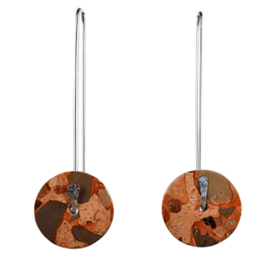 Leopardite earrings model orbita with hand-hammered sterling silver pin