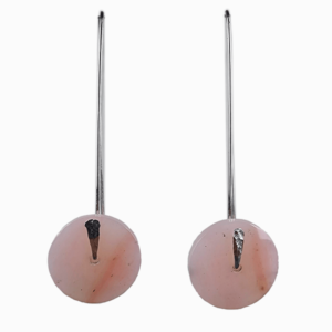 earrings model orbita pink opal discs with sterling silver pins