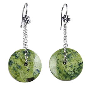 earrings model orbita 2 serpentinite discs with sterling silver chains