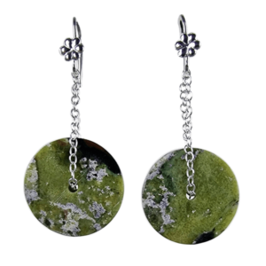 earrings model orbita 2 serpentinite discs with sterling silver chains